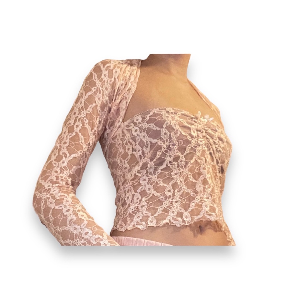NEW Handmade Fairy Lace Pink Tube Top with Bolero Set Extra Small